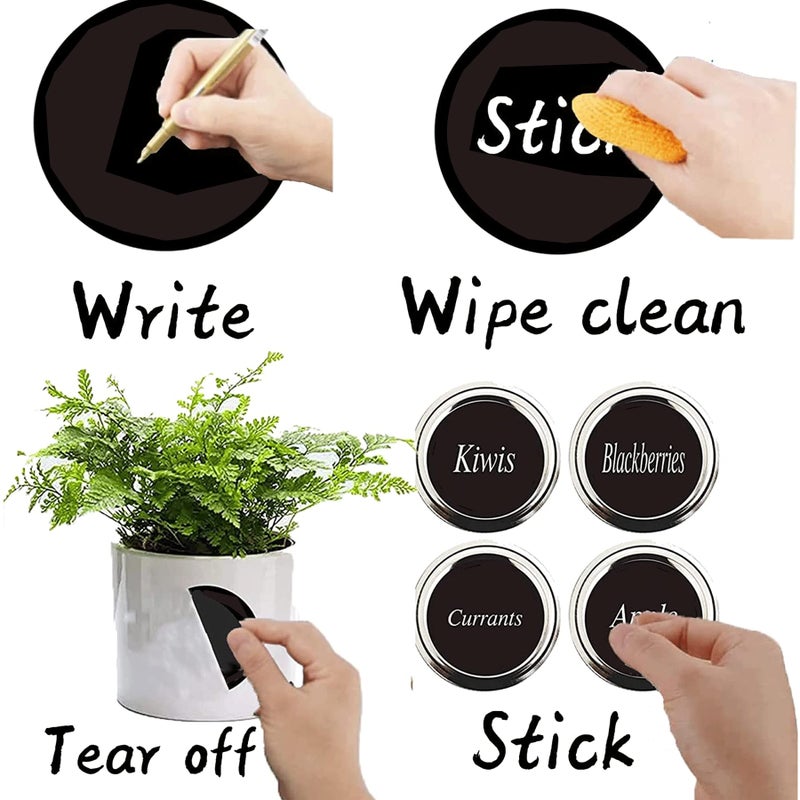 wootile 300 Blank Spice Jars Labels â€“1.5" Round Chalkboard Kitchen Pantry Labels for Canning,Mason or Spice Jars â€“ Waterproof & Repeatable Kitchen Pantry Label Blackboard Stickers Household Organizing Label - Image 3